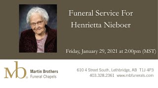 Funeral Service For Henrietta Nieboer