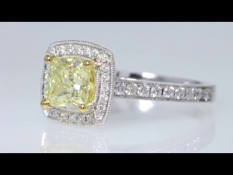 1.93CT Fancy Yellow Cushion Diamond Halo Engagement Ring GIA Cert/Appr $16K $6995
