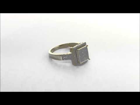 0.33 ctw, Rectangle Head Diamond Engagement Ring in 10k Yellow Gold
