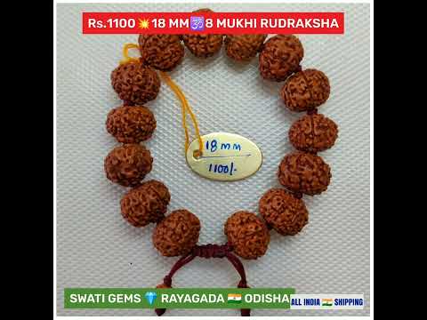 Rs.1000 💥 8/9/10 MM 🕉️ JAVA 8 MUKHI RUDRAKSHA MALA ८ मुखी रूद्राक्ष ୮ ମୁଖୀ ৮ মুখী 8 ముఖాలు రుద్రాక్ష