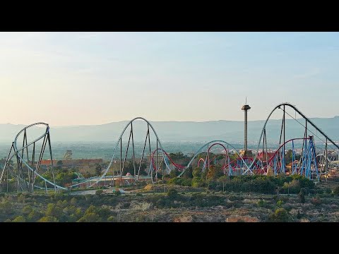 Video: PortAventura Drone Footage 4K 60fps BEAUTIFUL VIEWS Barcelona, Spain — PortAventura Park in Salou, Catalonia