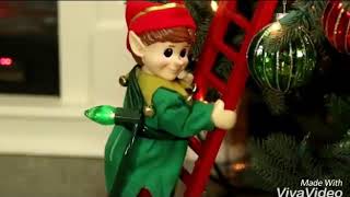 Santa's Little Helper Elf Climbing Up Ladder Christmas Animated Decor Yard Prop