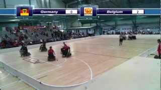 preview picture of video '2/9 Videoverslag van de wedstrijd elektronische rolstoelhockey Germany - Belgium EK Finland 2012'