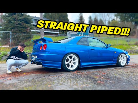 STRAIGHT PIPED MY R34 SKYLINE! *LOUDEST R34 EVER*