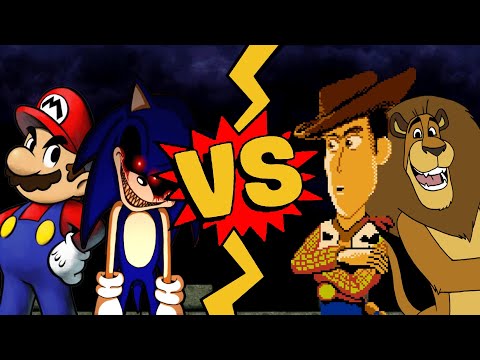 M.U.G.E.N Battles | Mario/Sonic.EXE vs Alex the Lion/Woody