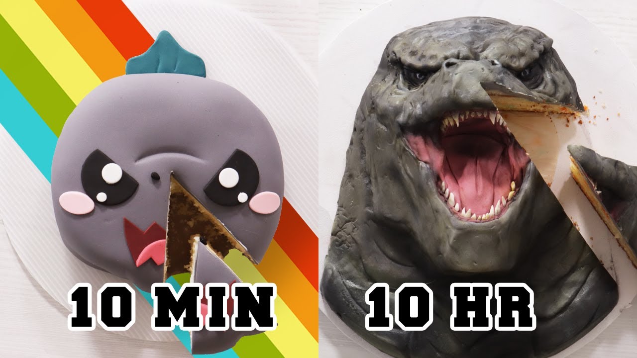 GODZILLA VS KONG CAKE : 10 minutes vs 10 Hours - Cooking Shows