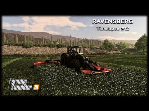 Mowing/baling/wrapping clover, collecting bale, planting sunflower | Ravensberg | FS19 Timelapse #12