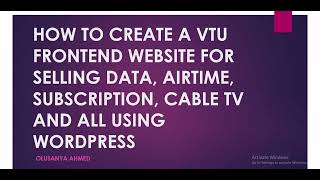 How To Create a Vtu Website For Selling Data and Airtime