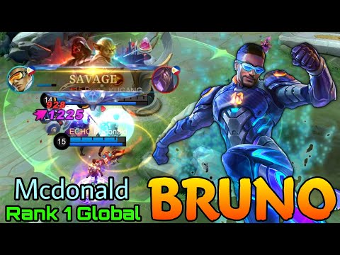SAVAGE Bruno Late Game Carry! - Top 1 Global Bruno by Mcdonald - Mobile Legends