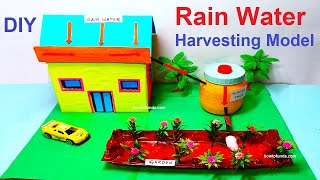 rainwater harvesting model 3d making using cardboard / waste material - science project