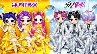Download lagu K-Pop Demon Hunters: Huntrix & Saja Boys in Golden vs Silver Airplane! | DIY Fashion Paper Dolls mp3
