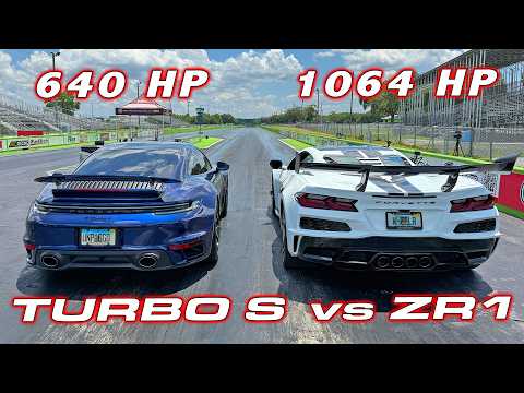 ZR1 VS TURBO S * 1,064 HP Chevrolet Corvette C8 ZR1 out launches a Porsche 911 Turbo S!? * 1/4 Mile