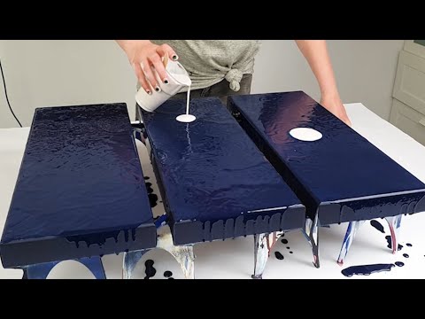 WOW! Spectacular in Blues - 5 Abstract Acrylic Pour Paintings