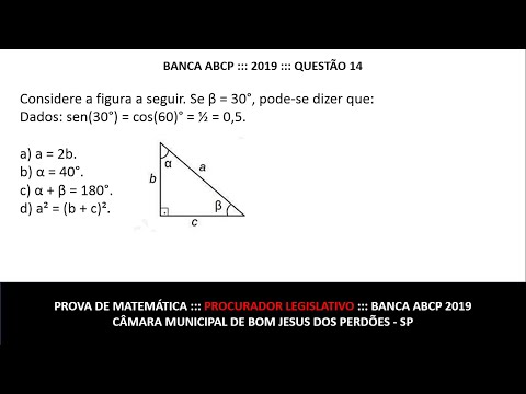 Triângulo Retângulo #ABCP 2019 Q14 Prova de Matemática Procurador Legislativo