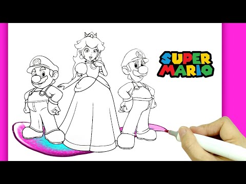 [ MARIO BROS ] MARIO LUIGI PRINCESS PEACH BOWZER Coloring Page / Coloring Book