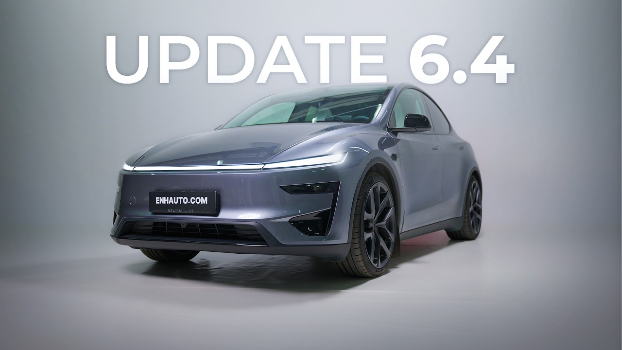 Enhauto Commander dongle and S3XY Strip glowing in a Tesla interior showing the new Knight Rider animation from update 6.4