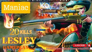 LESLEY Gameplay🔥 MANIAC🔥 20 Kills🔥 #jgg #mobilelegends #youtube #viral #trending