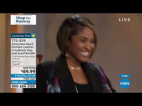 Anuschka HandPainted Leather Crossbody Bag and Scarf Bun...