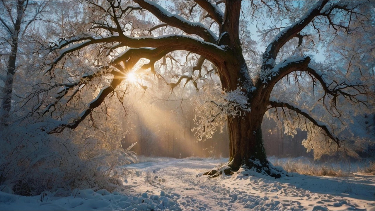 Relaxing Piano Music| Winter Ambience, Snow Falling, Calming