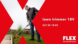 FLEX GLT 35 18-EC, Akumulátorová strunová sekačka 18 V + FLEX P-Set 18-88 R sada dvou akumulátorů 8,0 Ah a rychlonabíječky