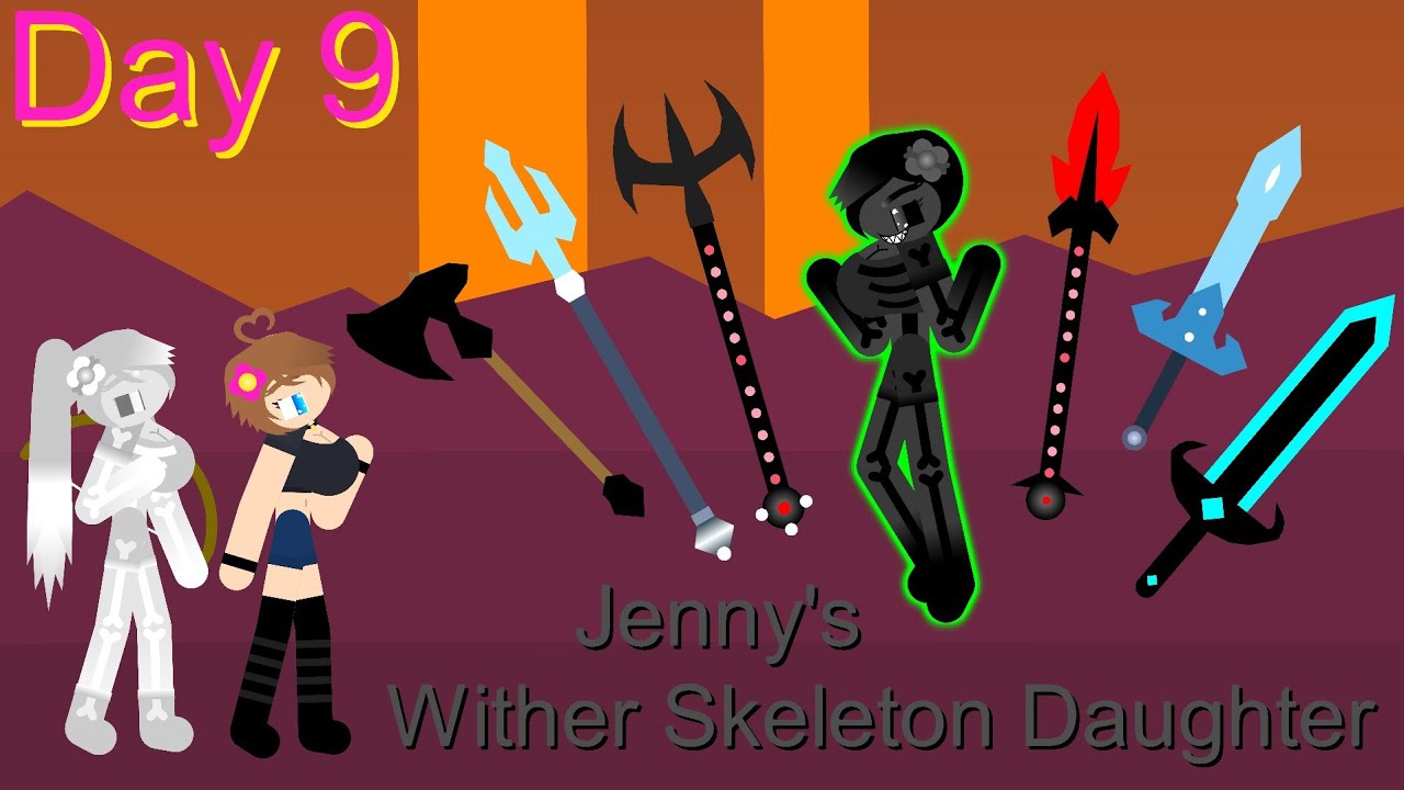 Wither Skeleton Girl's Hacking Powers | Minecraft Jenny Belle's Mob Children Ep 9 [Stick Nodes]