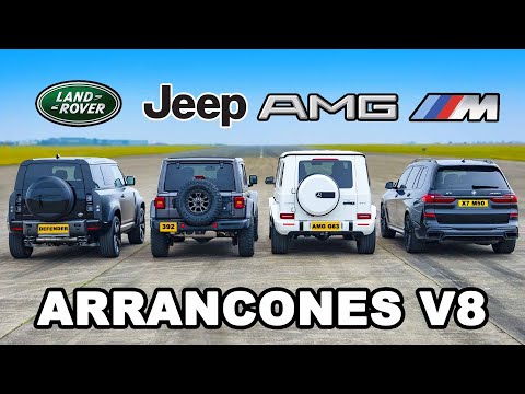 Defender V8 vs Jeep 392 vs AMG G63 vs X7 M50: ARRANCONES