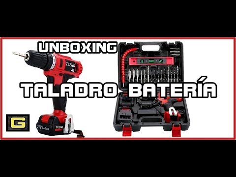 Unboxing TEENO drill battery 21V + 41 accessories / drilling test wood, metal, wall