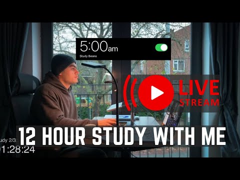 12-Hour LIVE Study With Me 🎓 | Cozy UK Ambience | Custom Pomodoro Timer | Deep Work Mode
