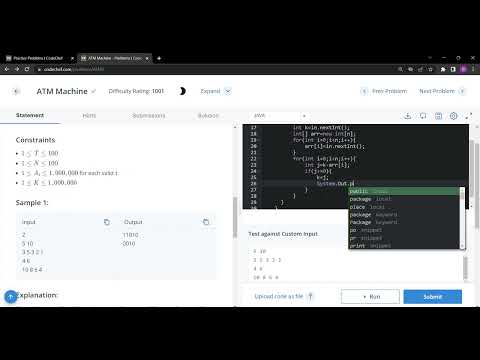 Atm Machine Problemcook98 Codechef Using Java Code Codechef Coder Programming Coding Program