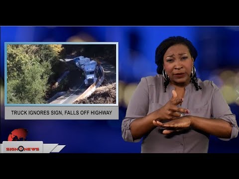 Truck ignores sign, falls off highway (ASL - 10.13.18)