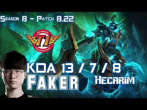 SKT T1 Faker HECARIM vs PANTHEON Jungle - Patch 8.22 KR Ranked
