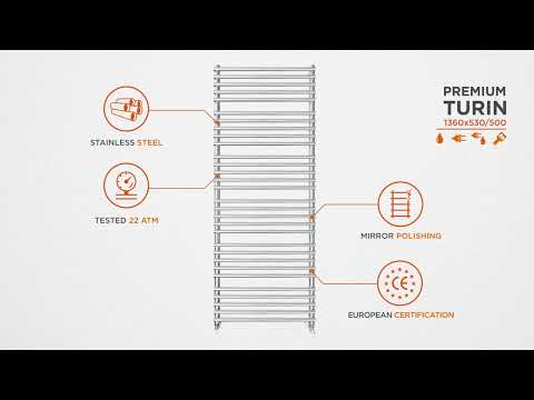 Водяной полотенцесушитель Mario Премиум Турин 1.2.1504.03.P (4820111353125, 1360x530, хром/белый глянец/черный матовый)