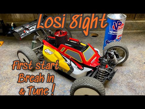 Losi Eight Nitro 1/8 buggy RTR break in and tune VP racing fuel
