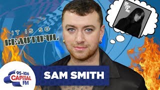 Download the video "Sam Smith Reviews Billie Eilish's Bond Song, 'No Time To Die' 🍸 | FULL INTERVIEW | Capital"