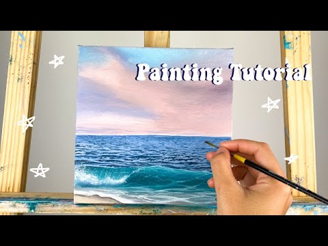 ACRYLIC PAINTING TUTORIAL - EASY OCEAN SUNSET // Beginner & Intermediate step by step