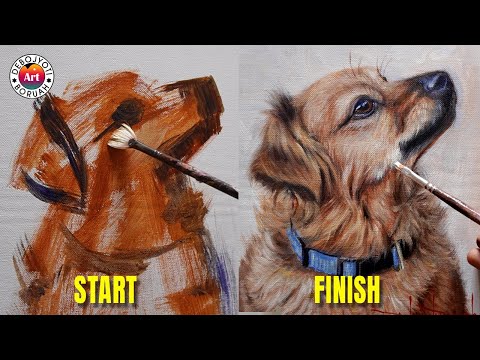 Amazing Technique of Dog Portrait in ACRYLIC | Painting Fur in Acrylic by Debojyoti Boruah