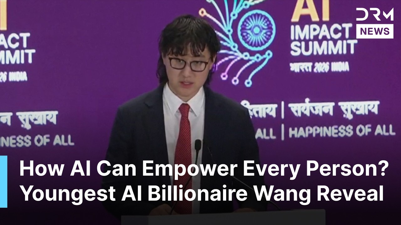 Alexandr Wang speaking at the AI Impact Summit in India about how AI can empower every person