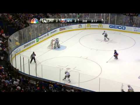 Evgeni Malkin uses header on puck May 11 2013 Pittsburgh Penguins vs NY Islanders NHL Hockey