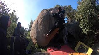 Video thumbnail of Problem 2 (Boulder 38, Puig del Corb), 7a+. La Jonquera