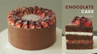 딸기 초코 생크림 케이크 만들기 : Strawberry Chocolate Cake Recipe : いちごチョコケーキ | Cooking tree