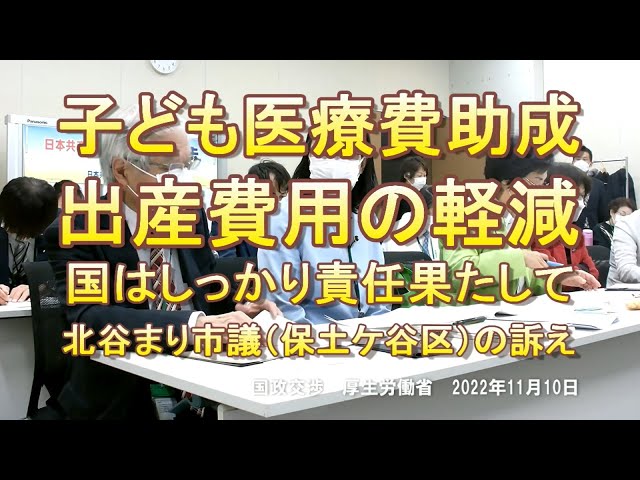 小児医療費・出産費用助成の拡充を　厚生労働省への交渉（国政交渉）北谷まり市議（保土ケ谷区）の訴え