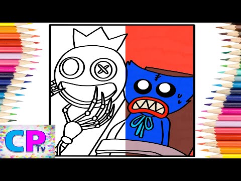 Huggy Wuggy Rainbow Friends Coloring Pages/Huggy Wuggy vs Rainbow Friends/Disfigure/Blank/NCS