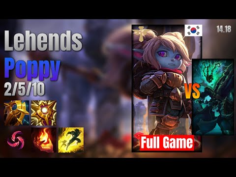 Lehends Support Poppy vs Thresh lol KR solo rank Full Game 14.18