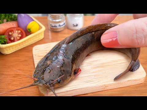 🐳 Go Fishing and Cooking Super Crispy Fried Catfish at Miniature Kitchen 🐳 ASMR Video by Mini Yummy