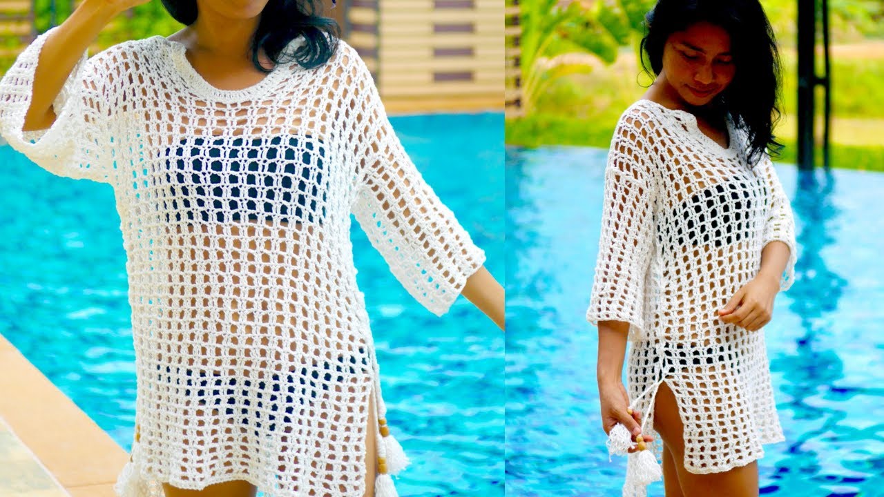 Easy crochet beach cover up dress free pattern size S-4XL