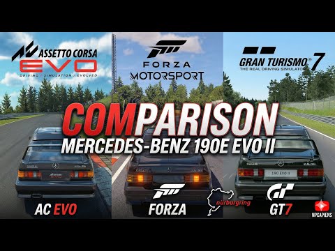 Which Game is King? 👑 Assetto Corsa Evo vs GT7 vs Forza Motorsport (190E Comparison)