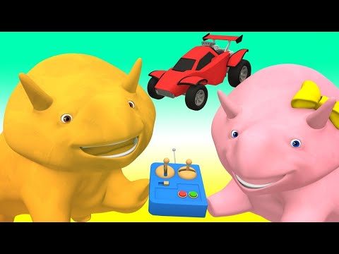 Lerne mit Dino - Lerne Zahlen mit ferngesteuerten Autos - Dino dem Dinosaurier 👶 Lehrreiche Cartoon