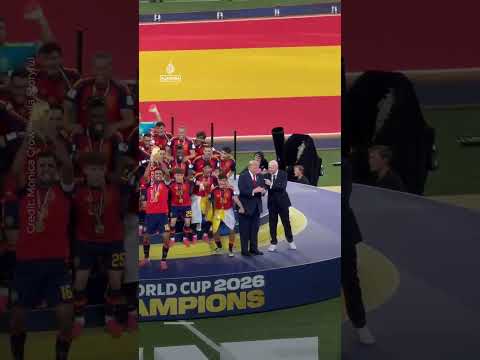 Infantino tries to usher Trump away as Spain lift World Cup