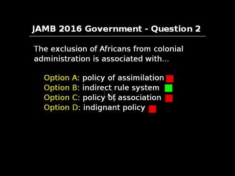 JAMB/UTME Government 2016 Past Questions and Answers: Q1-10