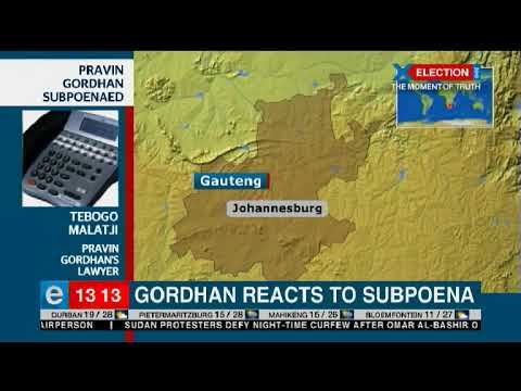 Gordhan reacts to subpoena